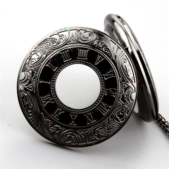 The new color guns necklace antique pocket watch men and women classic high grade black large