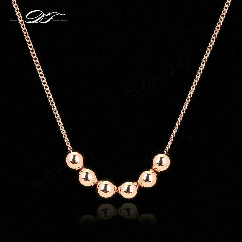 Beads Necklaces Pendants 18K Rose Gold Plated Fashion Brand Vintage Jewelry Jewellery For Women Chains Accessiories