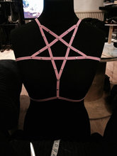 Pink Pentagram Harness With Silver Studs – Pastel Goth Burlesque Alternative