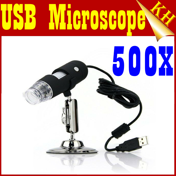 Free shipping 500X USB Digital Microscope 8 - LED Endoscope USB microscope with measurement software