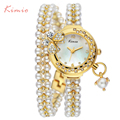 2015 Kimio Relojes Mujer Korea Luxury brand butterfly pearls bracelet Watch Women female Ladies Dress fashion