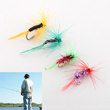 Set Of 4pcs Various Dry Fly Hooks Baits Tackle Fishing Trout Salmon Flies Fish Hook Lures Multicolor NEW