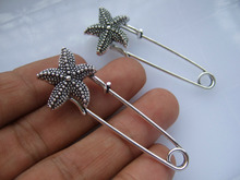 10pcs Large Silver Tone Durable Strong Metal Kilt Scarf Brooch Starfish Safety Pin 51mm