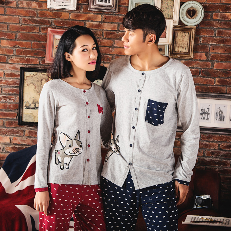 Song Riel fashion men and women long sleeved pajamas cartoon couple big yards quality cotton tracksuit