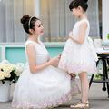 High Quality Cotton Mother Daughter Wedding Dresses Summer 2016 Fashion Mother And Daughter Clothes Princess Sleeveless