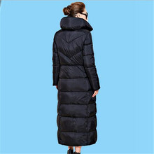 Europe 2016 Winter New Fashion Women White Duck Down Jacket Temperament Thicken Warm Black Loose Big yards Long Women Coat G0237