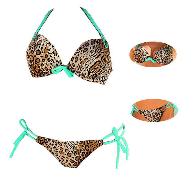 2015 Free Shipping Zebra Leopard Swimwear Women Padded Boho Fringe Bandeau Bikini Set New Swimsuit Lady Bathing suit (17)
