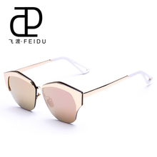 FEIDU Vintage Semi-Rimless Sunglasses Women Brand Designer Mirrored Sun Glasses For Women Oculos De Sol Feminino With Box