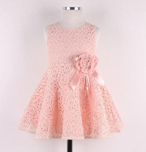 2015 summer beautiful girls in lace dresses beaded flowers decorate the girl dress manufacturers, China free shipping