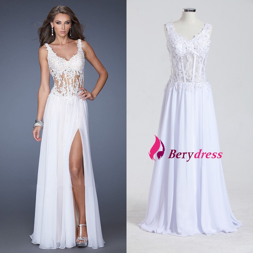 Transparent White Prom Dress