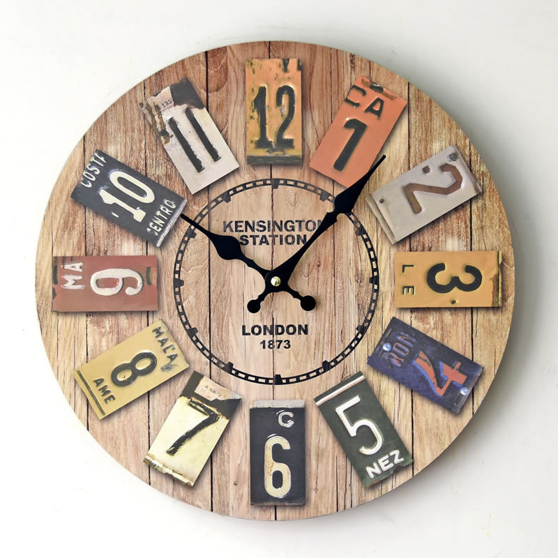 2016 Direct Selling Clocks Reloj De Pared New Arrive European-style Wood Retro Digtial Quartz Wall Clock For Living Room