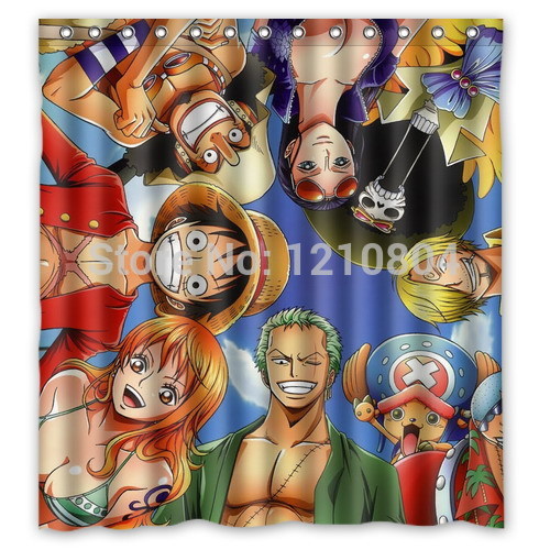 Custom Hot Anime One Piece Luffy Roronoa Zoro Nami Shower Curtain Adventure Team