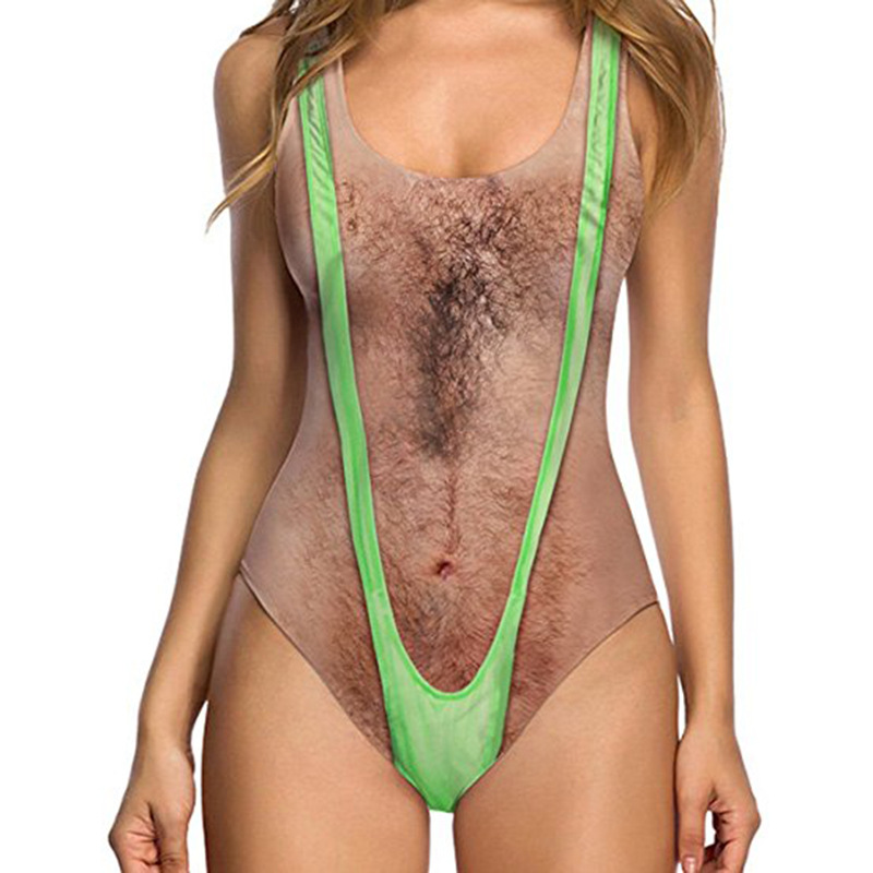 hairy chest print swimsuit