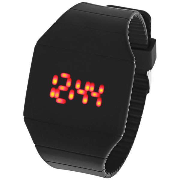 Red LED Touch Screen Digital Display Wrist Watch Rubber Wristwatch 9 colors