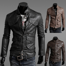 2013 new fashion Slim men’s leather casual men’s motorcycle jacket men leather jacket Free Shipping + gift