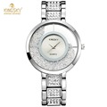 Flowing Rhinestone Luxury Quartz Watch for Women Fashion Brand Dress Women Watch Silver Clock Gift Reloj