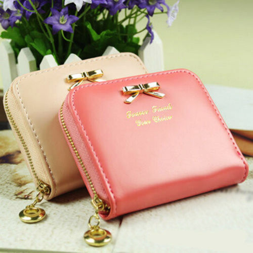 2015 Summer Style Colorful Women Fashional Mini Faux Leather Purse Zip Around Wallet Card Holders Handbag