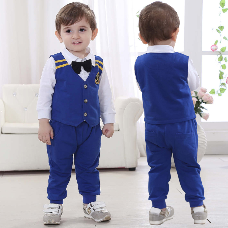 Wholesale autumn baby boy clothing sets,hot sale Gentleman bow tie boy sets,fashion children 