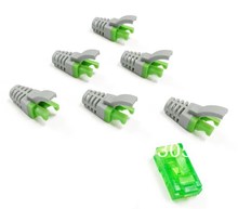 100 шт Cat5 Cat6 шлем-модуляр коннектор мягкий пластик rj45 8P8C вилка сапоги кепка кристалл head чехол защитное куртка