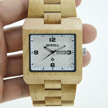Naturaleza hombres de madera respetuoso del medio ambiente de arce / sandalia / cebra / de bambú de pulsera de madera marido BF caja de regalo BEWELL madera reloj