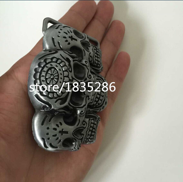 Retail Wholesale 2015 New Style Skull Head Metal Mens belt buckle For 3 8cm 1 5in
