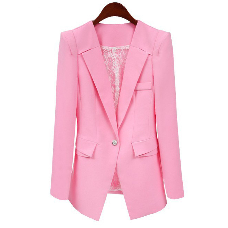 Female Spring New Blazers 2015 Pink Rosa Mulheres Women Suit Ladies Blazer Jackets Plus Size 