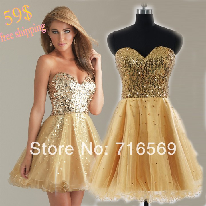 Gold Sequin Cocktail Dress