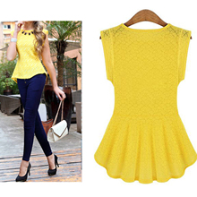 New Hot Women’s Lace Peplum Frill Bodycon Tank Tops Blouse shirt
