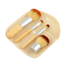 Hot New Portable 4Pcs Natural Bamboo Handle Cosmetics Powder Makeup Brush Beauty Face Set Tool Convenient