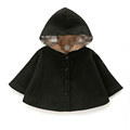 2016 winter autumn fashion children s cotton black red hooded cloak baby girls cape pattern kids