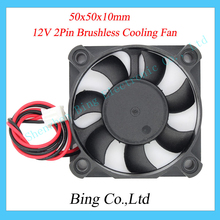 10pcs 50mm 50x50x10mm New Arrival 5010 Sleeve DC 12V 2 Pin Cooling Fan 12V 2Pin Brushless Cooling Fan for 3d printer