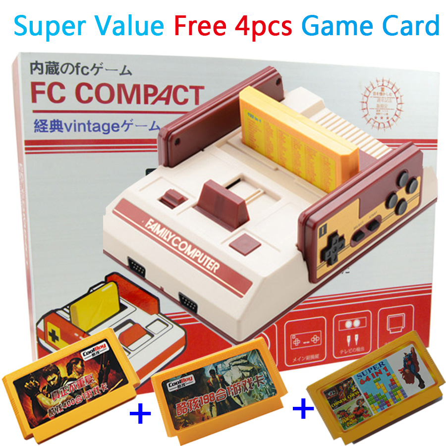 New TV Video Game Console FC Classic Family TV Game Player jeux juegos Free 4pcs Game Cards Send With Retail Box Free Shipping