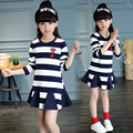 Girls 2016 new striped dress girl