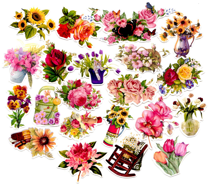 40pcs Self made Beautiful Flower Scrapbooking Stickers Decorative