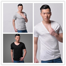 Summer Style Sexy V Neck T-shirt Man T shirts Fashion 2015 Solid Color Short Sleeve No Seaming Men Clothes