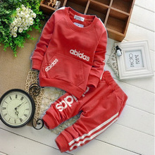 2015 cotton clothing set T shirt pants 2 piece set suit wear in sport vestidos kids