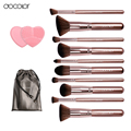 Docolor makeup brushes 10pcs Professional brand make up brushes set with bag coffee color with brush