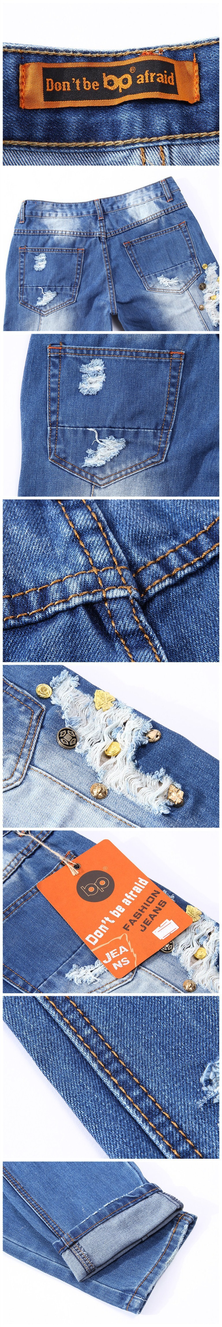 2015 New Arrival Hole Ripped Skinny Jeans For Men Summer Style Slim Skull Rivet Jeans Jeans 17gjmst589ls 