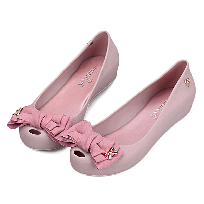open toe jelly flats