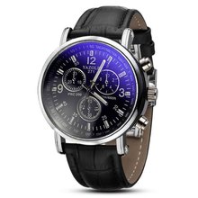 Fashion Faux Leather Mens Analog Quarts Watch Blue Ray Men Wrist Watches 2015 Mens Watches Top Brand Luxury Casual Watch Man