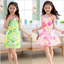 Kids girls dress suspenser chiffon floral printed sleeveless princess dress for party birthday girl sundress 2015 New Summer