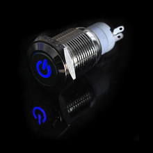 Car Truck Boat DIY 16mm 12V Angel Eye Aluminum Metal LED Power Push Button Switch Flat Head Switches 4-Colors Wholesale
