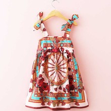 2016 Fashion Dress Brand Designer Toddler Girl Summer Sleeveless Tutu Circle Round Roses Dress Cute Children Clothes 8240