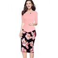 Vestidos New Autumn high quality Women Black Red Print Patchwork Bodycon Dress Plus size Office Pencil