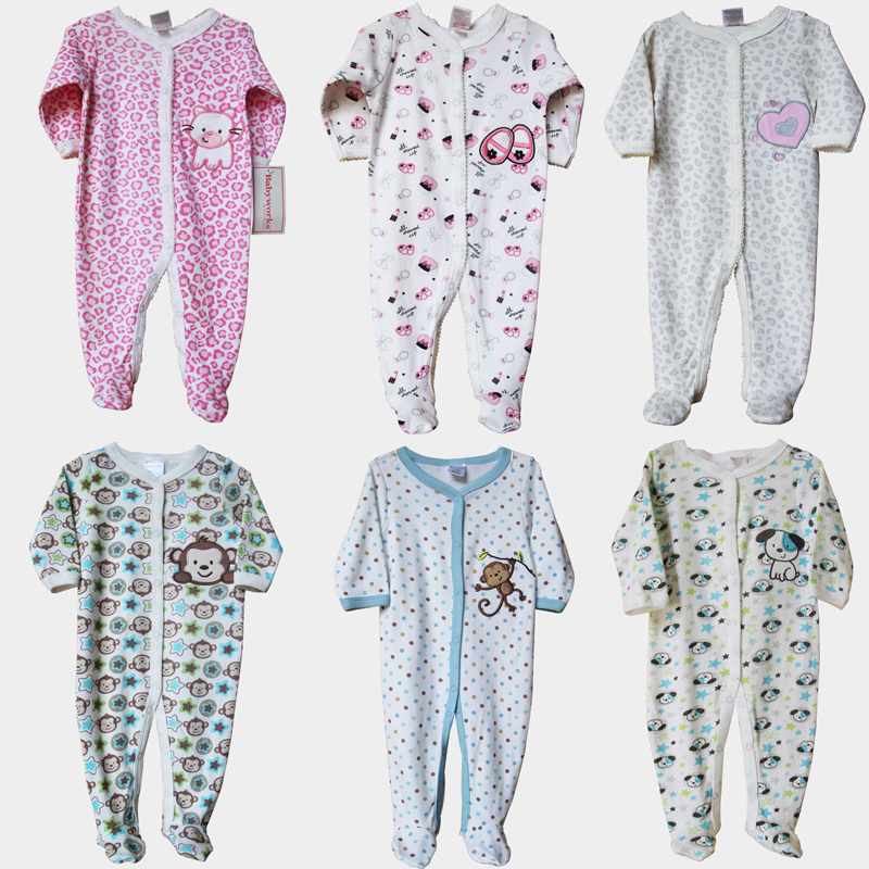 New Brand Baby Clothes Newborn Baby Boy Girl Footed Romper Animal Baby Rompers Cotton Sleep Play