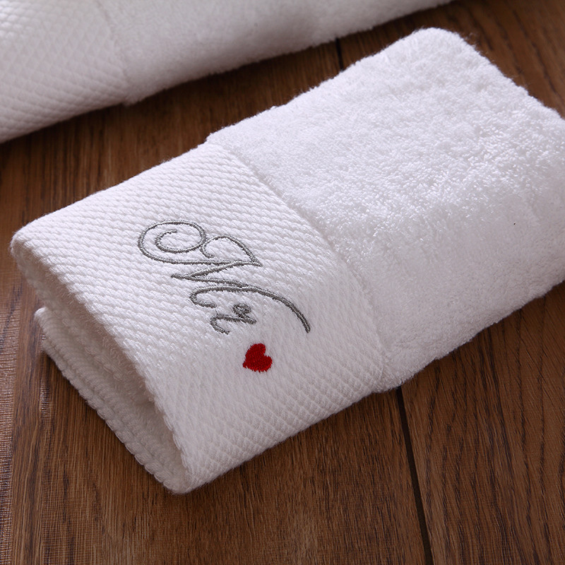 Toallas de baño o de mano iDouillet de algodón blanco con el Sr./Sra