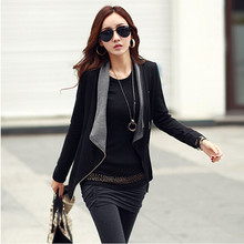 2015 New Fashion Spring new Women s Korean Causal Patchwork Side Zipper jackets Slim Turn Down