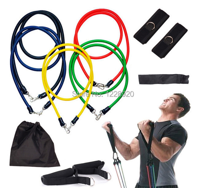 11Pcs Set Fitness Cordages Resistance Bands Exercise Tubes Gym Practical Elastic Training Rope Yoga Pull Rope