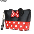 Fashion Mickey Dot Waterproof PU Travel Organizer Toiletry Cosmetic Bags Cosmetics Beautician Makeup Bag Zipper Mini