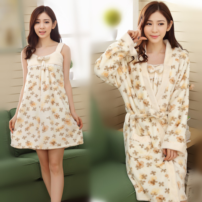 The New 2015 Cute Flannel Flowers Suspenders Womne Casual Homewear Pajamas Sleepwear_1